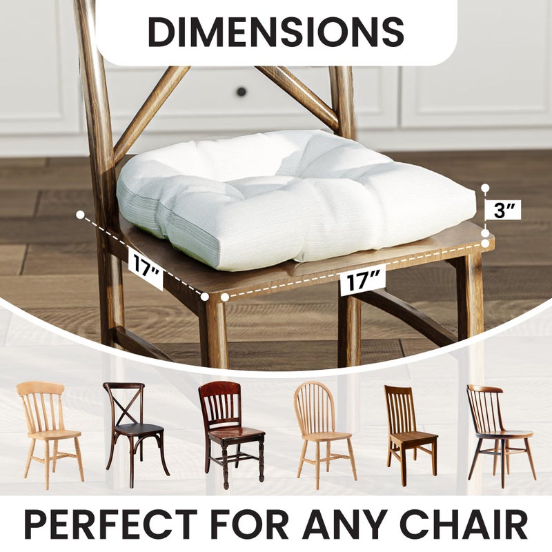 Klear Vu Gripper Overstuffed Universal Non-Slip Dining Chair Cushions for Kitchen Decor or Office Use, U-Shaped Skid-Proof Seat Pad, 17x17 Inches, 2 Count (Pack of 1), Solid Ivory - Image 5